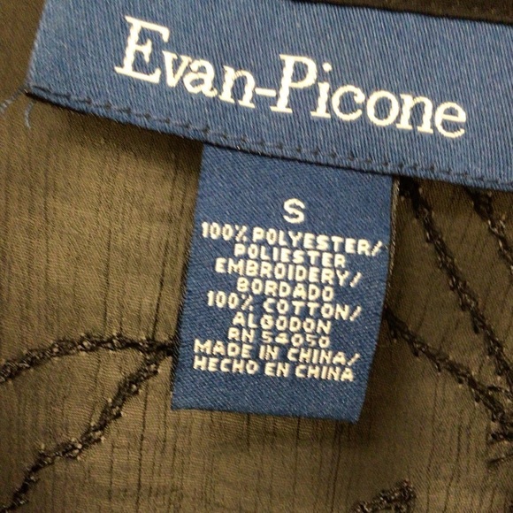 Womens Evan-Picone Button Up Embroidered Sheer Long Sleeve - Picture 2 of 7